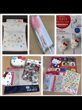 SANRIO HELLO KITTY DRAWSTRING BAG, COMB, ZIPPER BAG STATIONARY BUNDLE ALOT